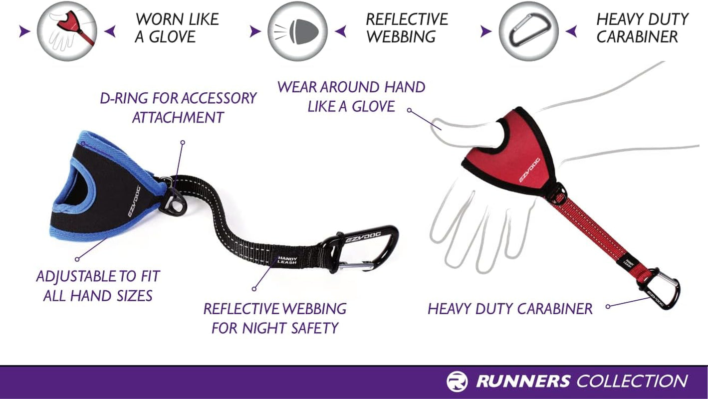 Premium Handy Dog Leash - Soft and Secure Neoprene Glove Perfect for Running or Jogging - Add to Any Existing Leash or Combine with an Extension (15”, Red)