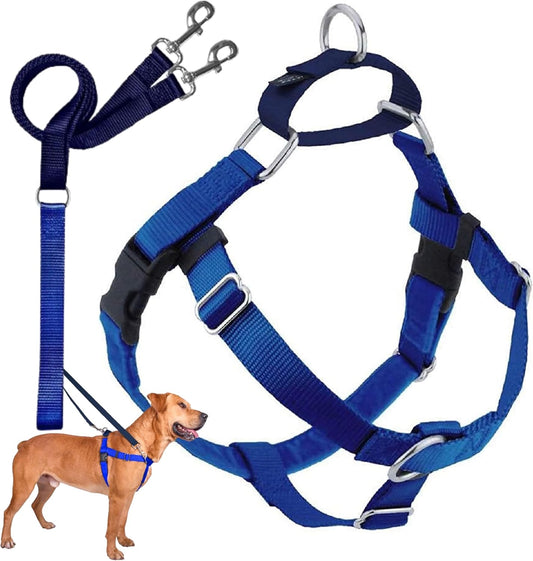Freedom No Pull Dog Harness, Adjustable Harness and Leash Set, Easy Walking & Comfortable Control, Fits Small, Medium & Large Dogs, Solid Colors, Made in USA, 1" MD, Royal Blue