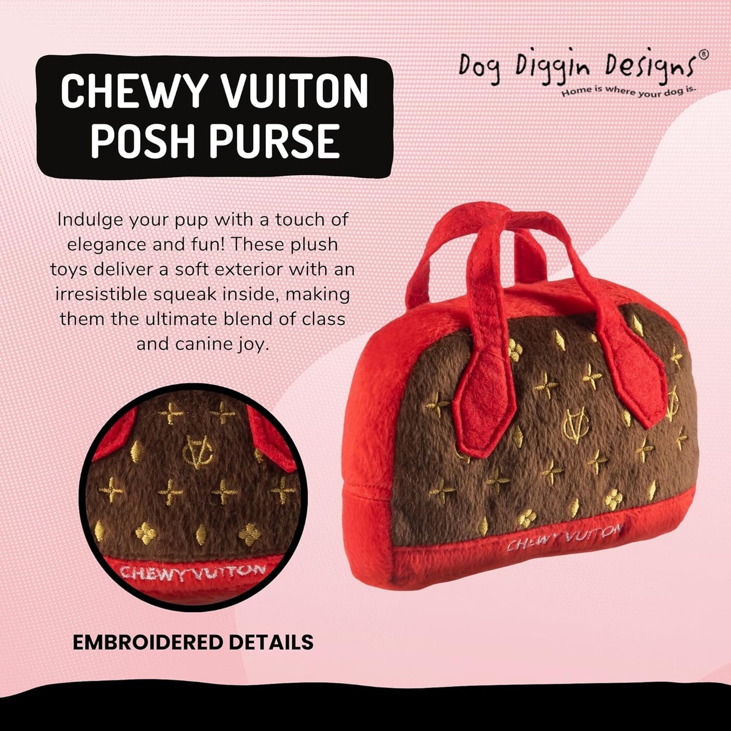 Runway Pup Collection | Unique Squeaky Parody Plush Dog Toys – Haute Couture Purses & Handbags