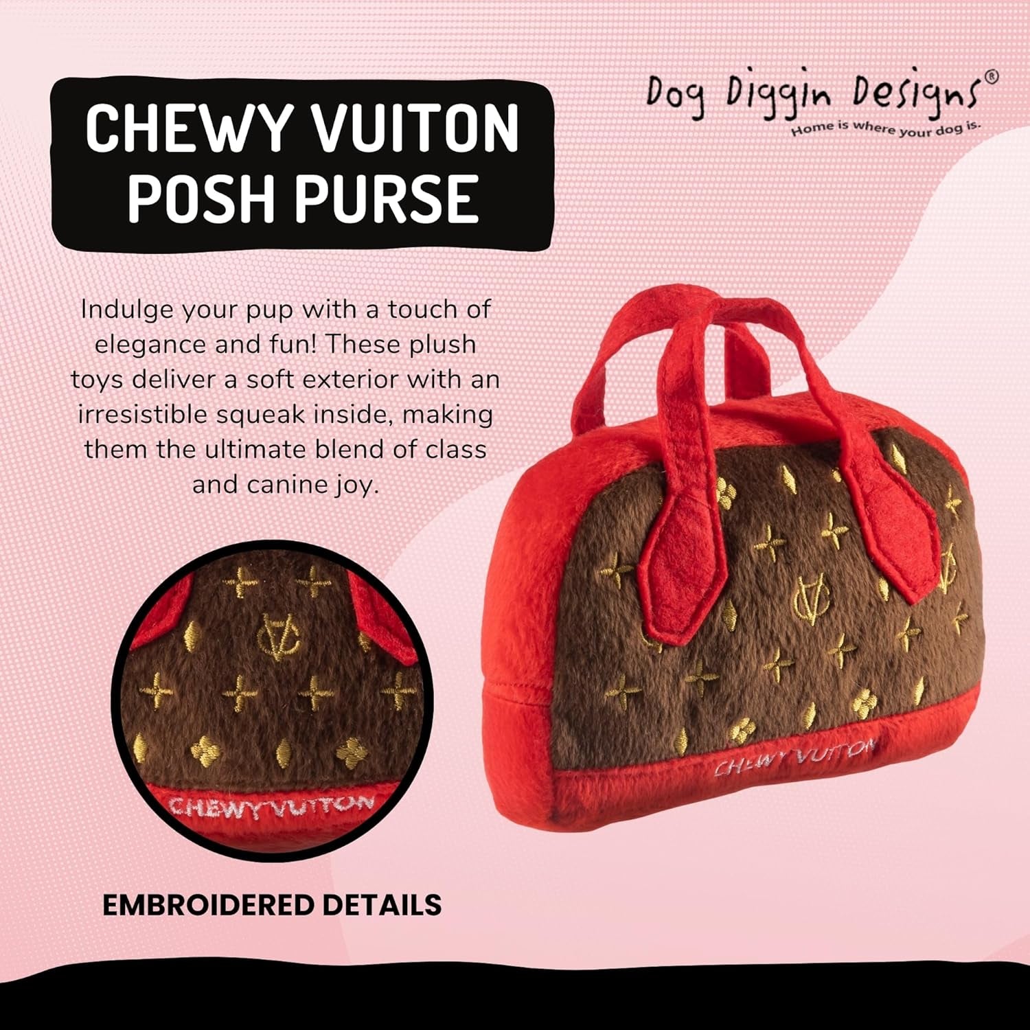 Runway Pup Collection | Unique Squeaky Parody Plush Dog Toys – Haute Couture Purses & Handbags