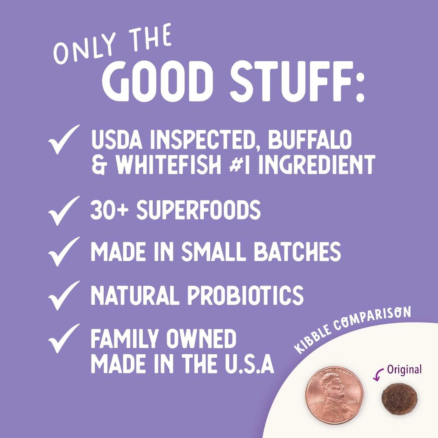 Grain Free Buffalo & Whitefish Dry Dog Food - 30+ Superfoods and Probiotics for All Life Stages (10Lb)