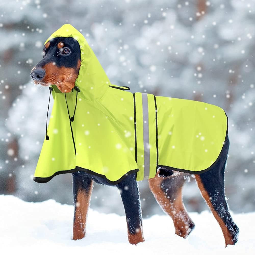 Dog Raincoat - Reflective Pet Rain Jacket for Dogs, Adjustable Dog Hooded Raincoats, Rain Coat Slicker Poncho for Small to X- Large Dogs and Puppies (Neon Green, X-Large)