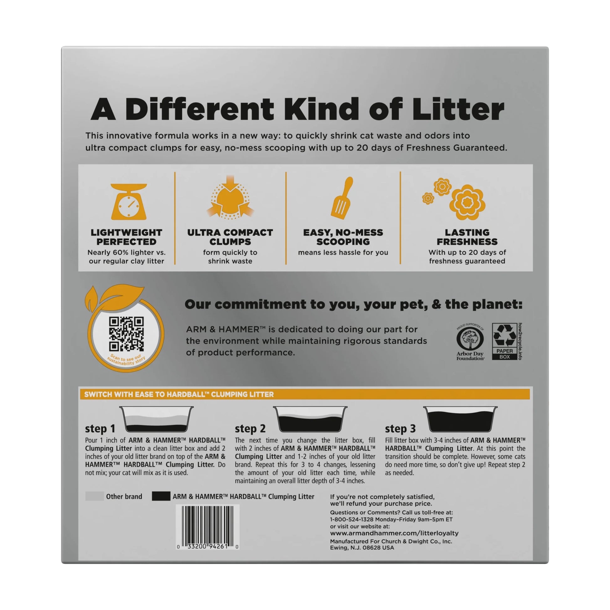 Hardball Lightweight Cat Litter, Clumping, No-Mess Scooping, Multi-Cat, 15 Lb