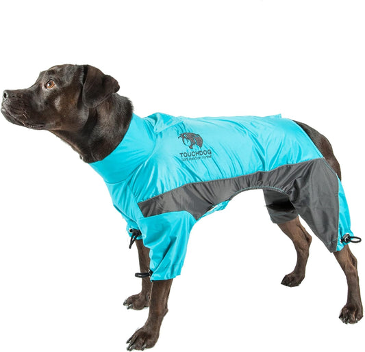 TOUCHDOG 'Quantum-Ice' Full Body Bodied Adjustable and 3M Reflective Pet Dog Coat Jacket W/ Blackshark Technology, Medium, Ocean Blue, Grey