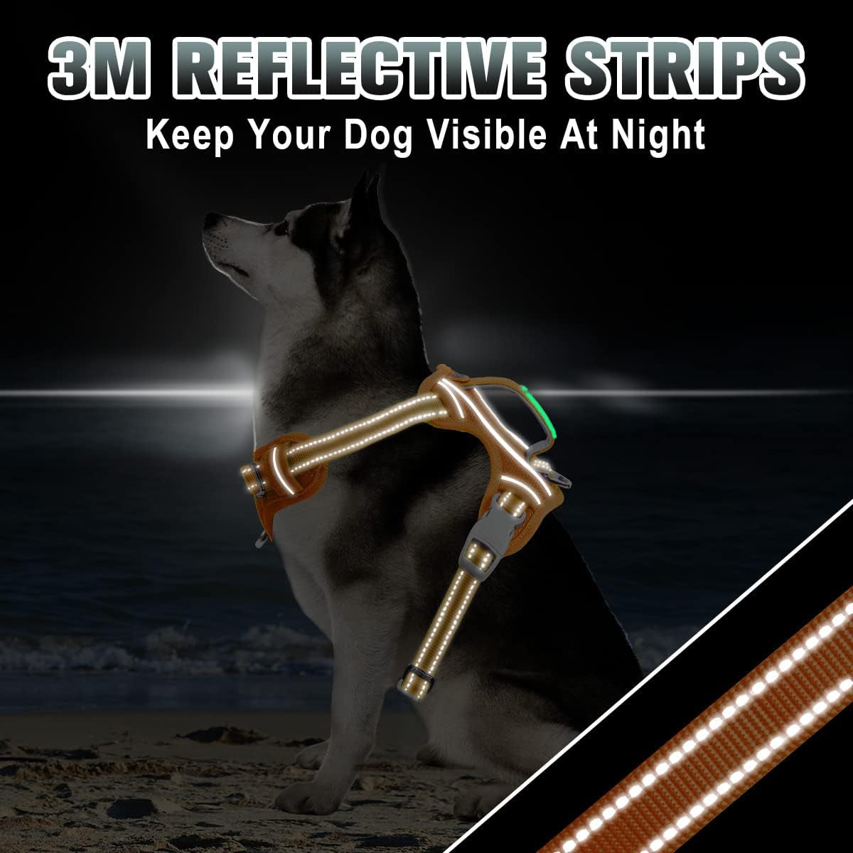 No Pull Dog Harness Large Reflective Dog Harness with Front Clip and Easy Control Handle for Walking Training Running with ID Tag Pocket(Orange,S)