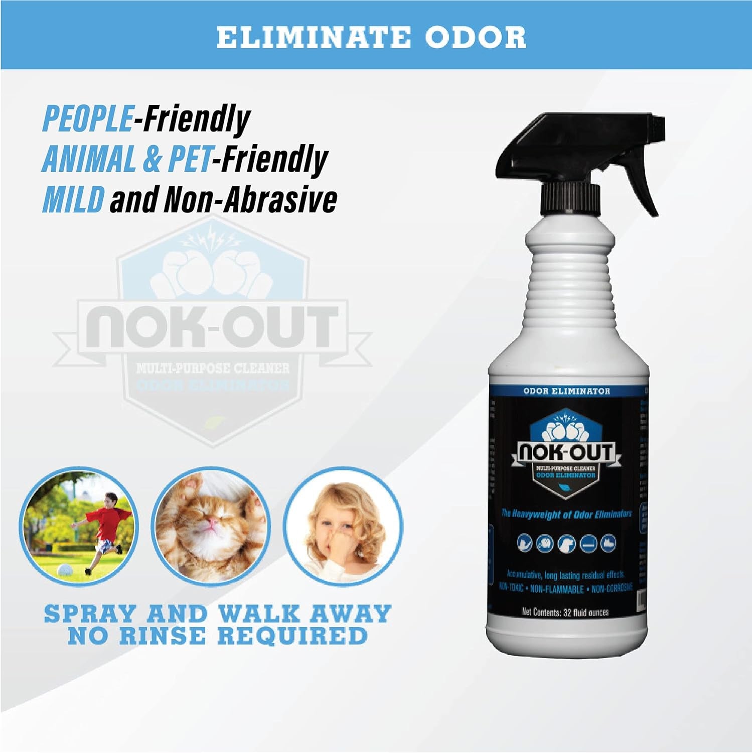 Odor Remover, Pet Deodorizer and Cleaning Spray, Made in the USA, 16 Fluid Ounce Spray, 2-Pack