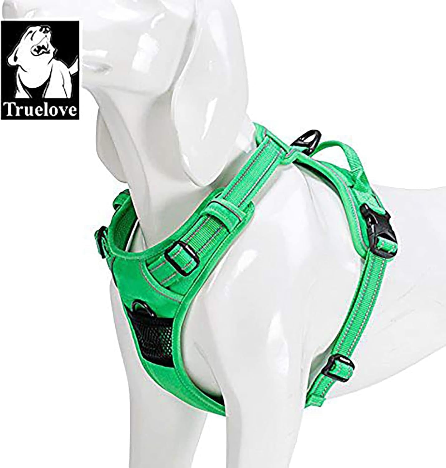Adjustable No-Pull Dog Harness Reflective Pup Vest Harnesses Comfortable Control Brilliant Colors Truelove Tlh5651(Grass Green,Xs)