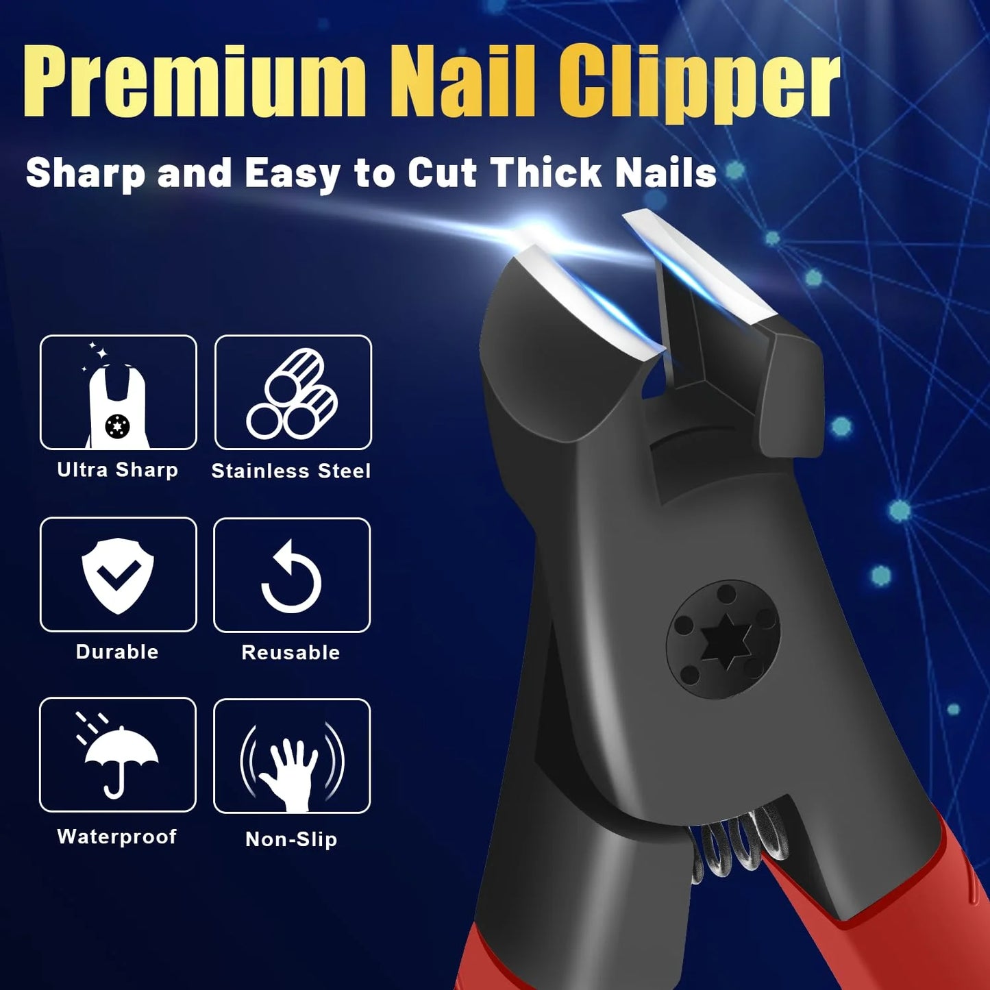 Nail Clippers for Thick Nails, Large Nail Clippers for Men, Senior Toenail Clippers for Thick Nail Strong Nail Clippers for Thick Toenails Non-Slip Finger Nail Clippers Adult
