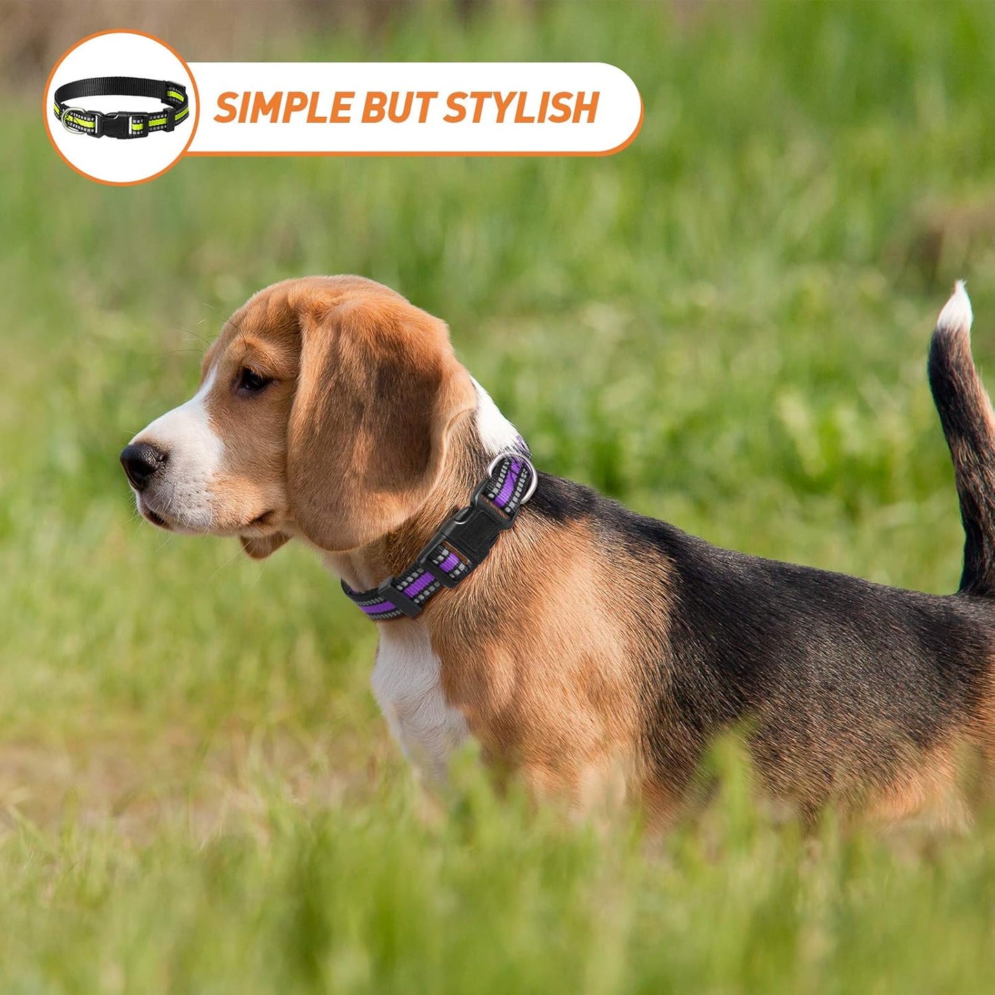 3 Pieces Reflective Dog Collar Nylon Adjustable Quick Release Pet Collars for Dogs(Medium)
