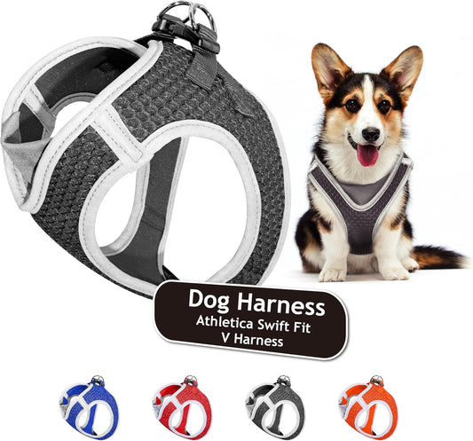 Kruz Dog Harness (Chest 13.5"-14", Weight 4–6 Lbs) Athletica Adjustable Heavy Duty No Choke Puppy Vest for Small Dogs Lightweight Air Mesh, Reflective, Puppy Essentials – Gray, X-Small
