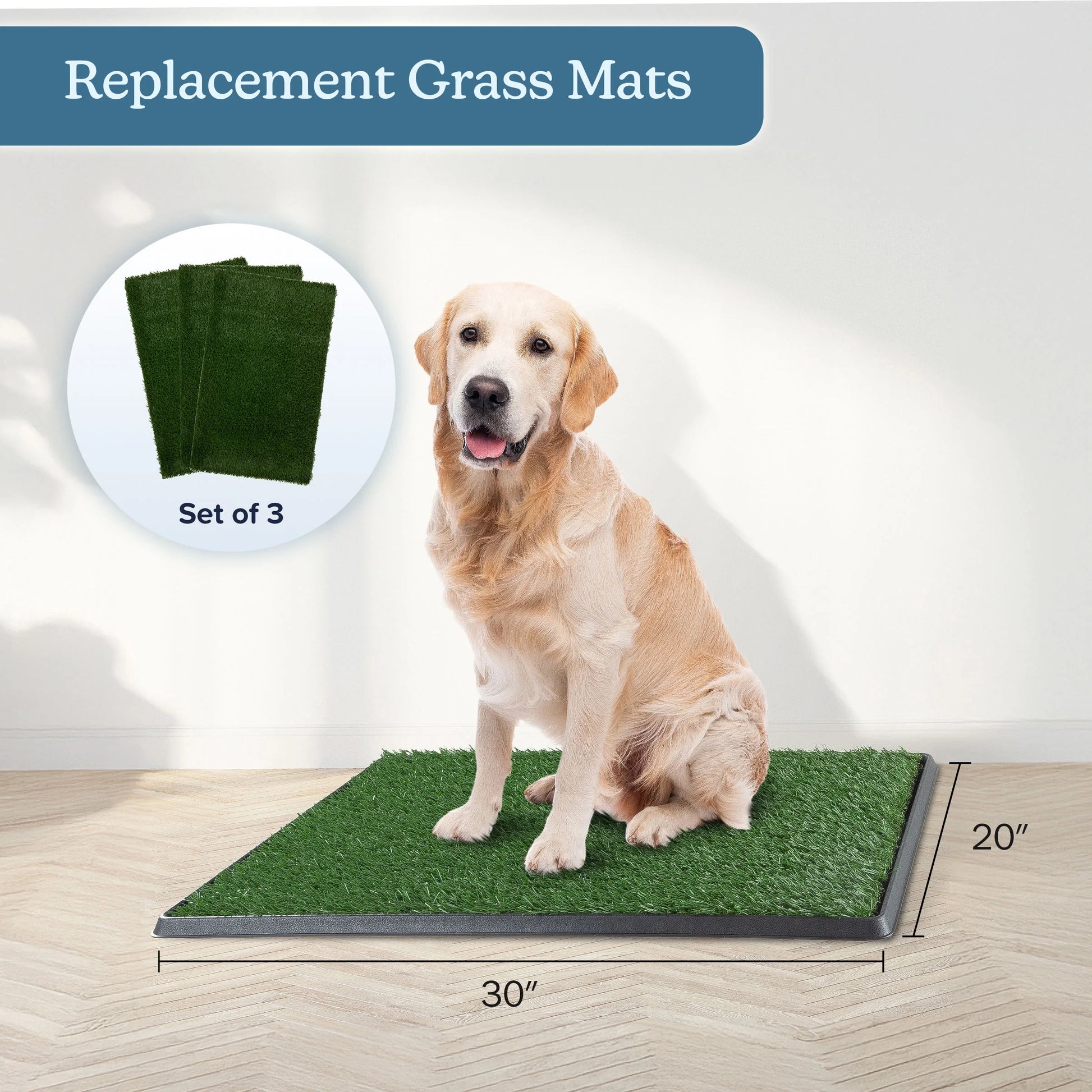 Set of 3 Replacement Turf Grass Pee Pads - Puppy Essentials