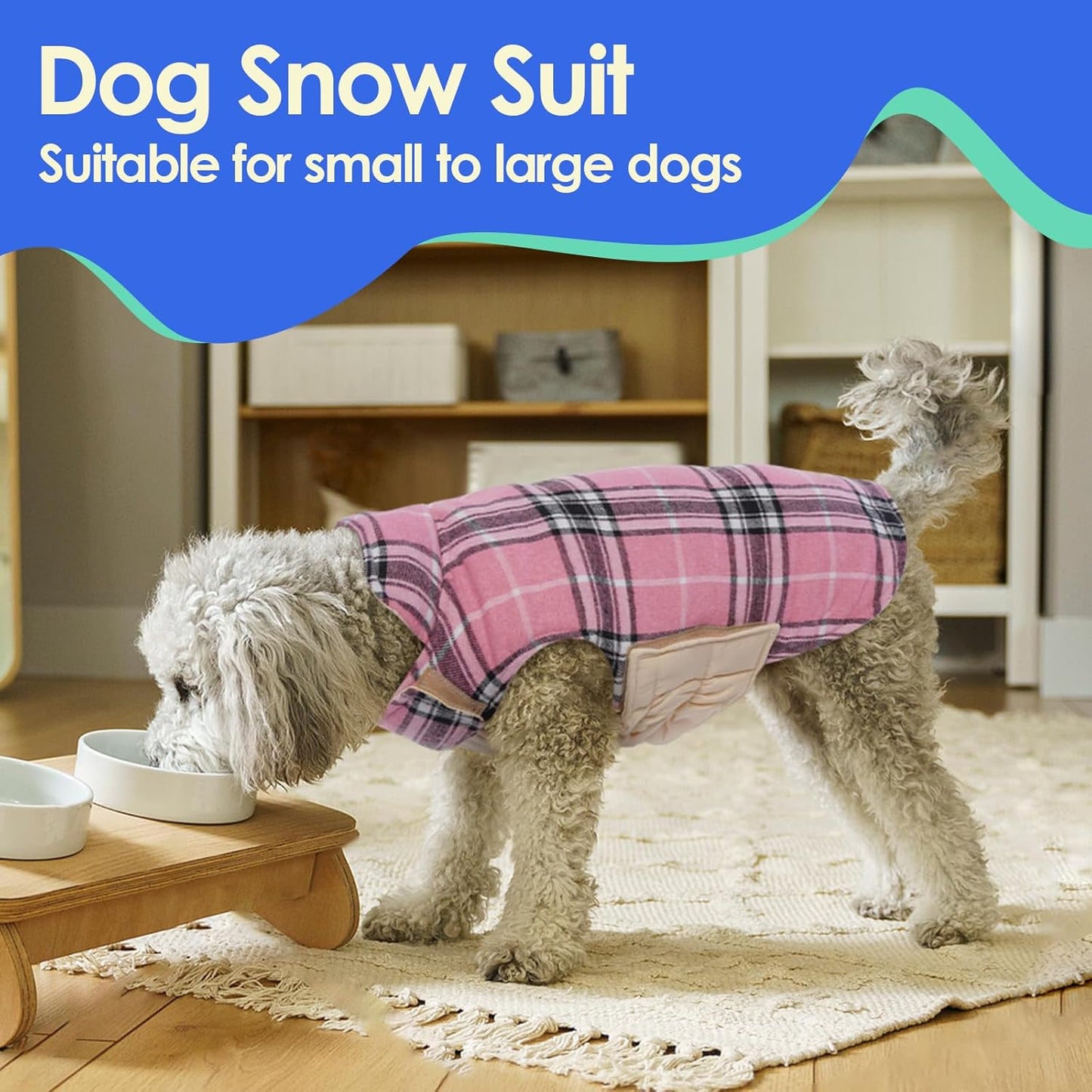 Dog Jackets for Winter, Reversible, Windproof, Waterproof, Warm Dog Coat - British Style Plaid Dogs Winter Vest, Pink, 3XL