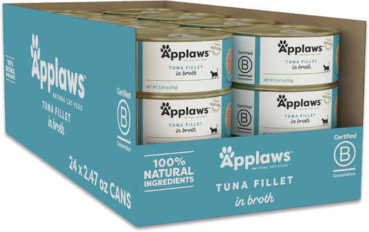 Natural Wet Cat Food, 24 Pack, Limited Ingredient Canned Wet Cat Food, Tuna Fillet in Broth, 2.47Oz Cans