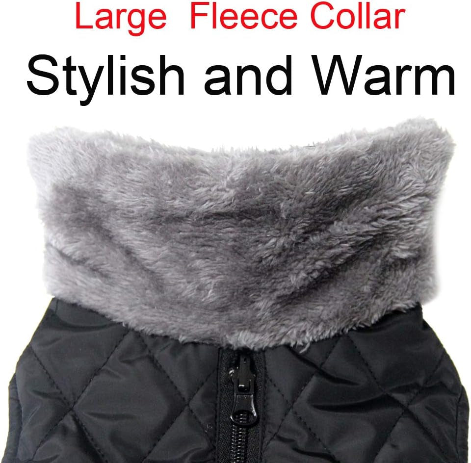 Fleece Collar Reversible Dog Coats for Small Dogs Waterproof Warm Puppy Jacket for Cold Winter,Black S