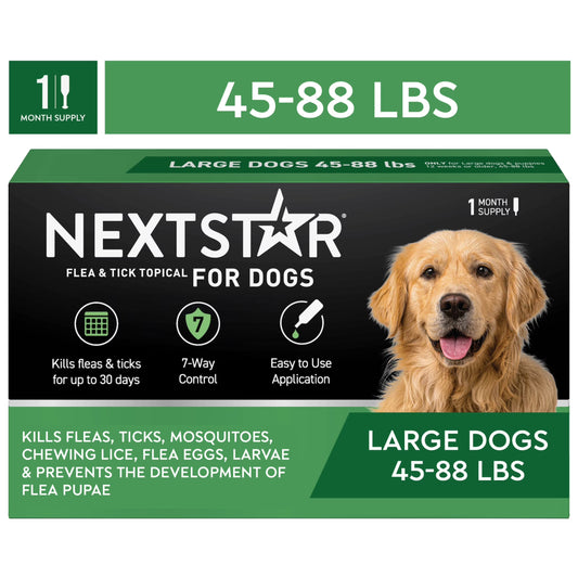 Flea & Tick Topical Prevention for Dogs 45-88 Lbs, 1-Month Supply
