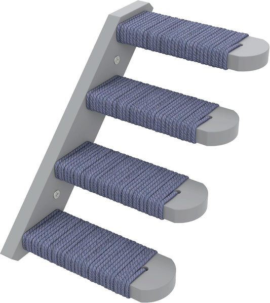 Cat Steps - Grey Solid Rubber Wood Cat Stairs Great for Scratching and Climbing - Easy to Install Wall Mounted Shelves for Playful Cats (Left to Right)