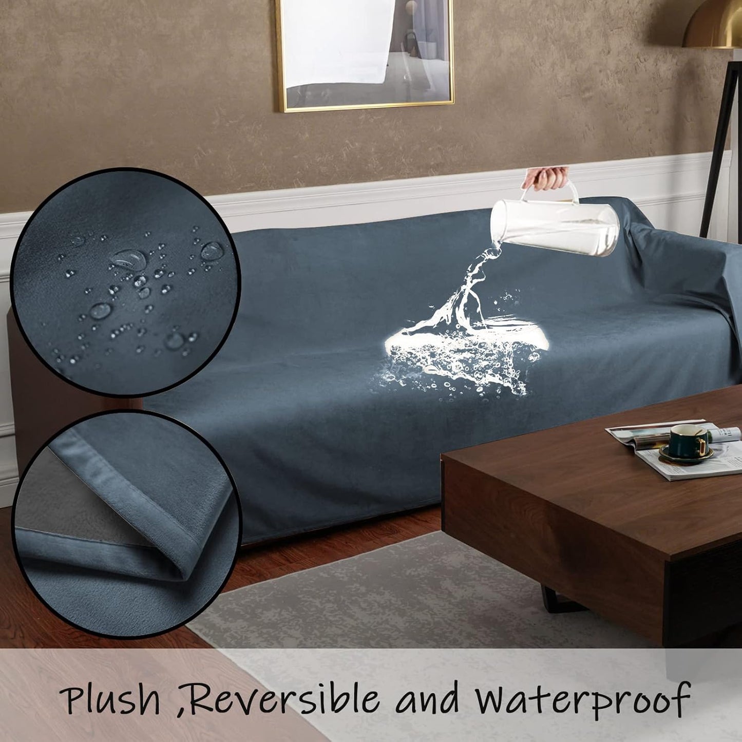 Pet Bed Blanket Reversible 100% Waterproof Velvet Super Soft for Sofa and Bed