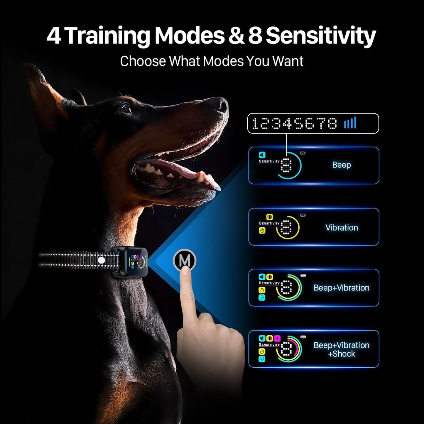 Dog Bark Collar,  Bark Collar for Large Medium Small Dogs,Smart Barking Collar,Rechargeable anti Barking Training Collar with 8 Adjustable Sensitivity,Bark Shock Collar with Beep
