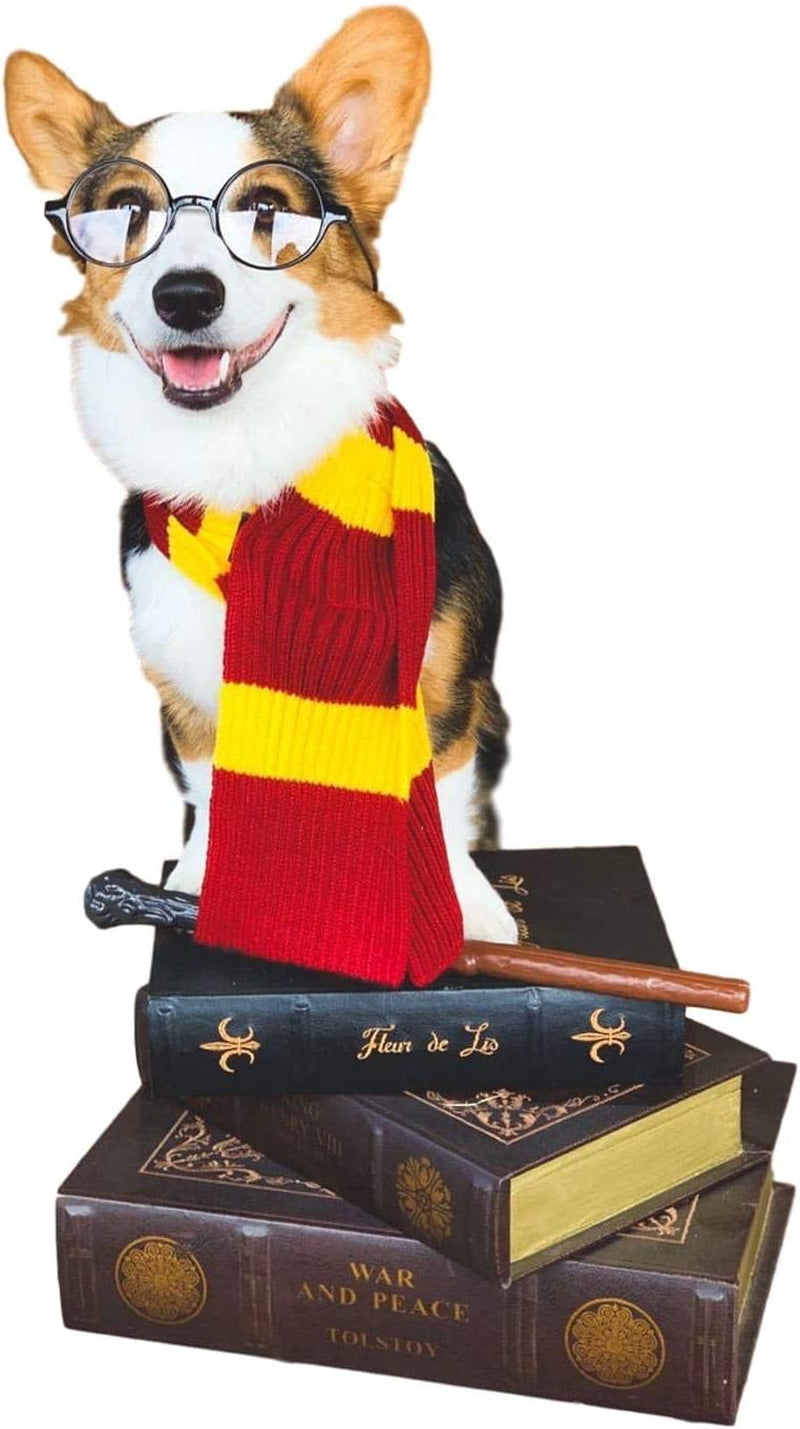 Red Yellow Striped Scarf Dog Costume - X Large Medium Small French Lab Clothes Cosplay Halloween Costumes, M, Red