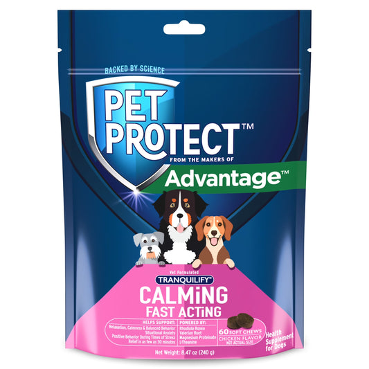 Fast-Acting Calming Chews for Dogs, Vet-Formulated Tranquilify, Chicken, 60 Soft Chews