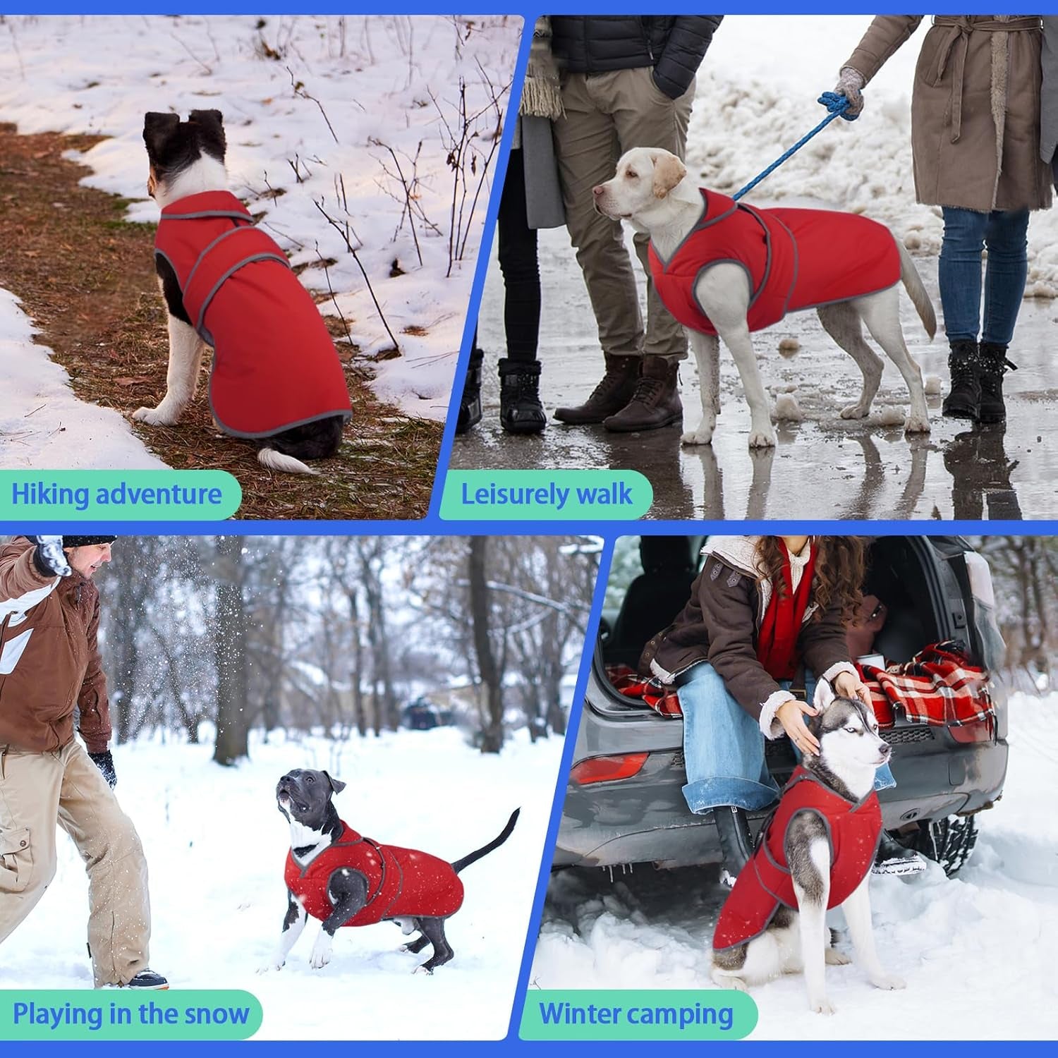 Reflective Waterproof Dog Coat, Medium, Red, Fleece Lined, Stormguard