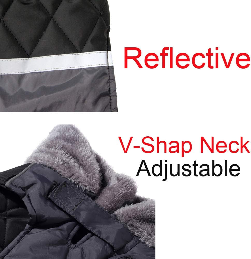 Fleece Collar Reversible Dog Coats for Small Dogs Waterproof Warm Puppy Jacket for Cold Winter,Black S