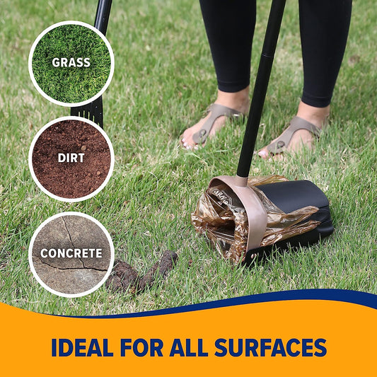 Dog Pooper Scooper Swivel Bin & Rake, Poop Scoop for Dogs, Black (2 Heavy Duty Scented Waste Bags Included)