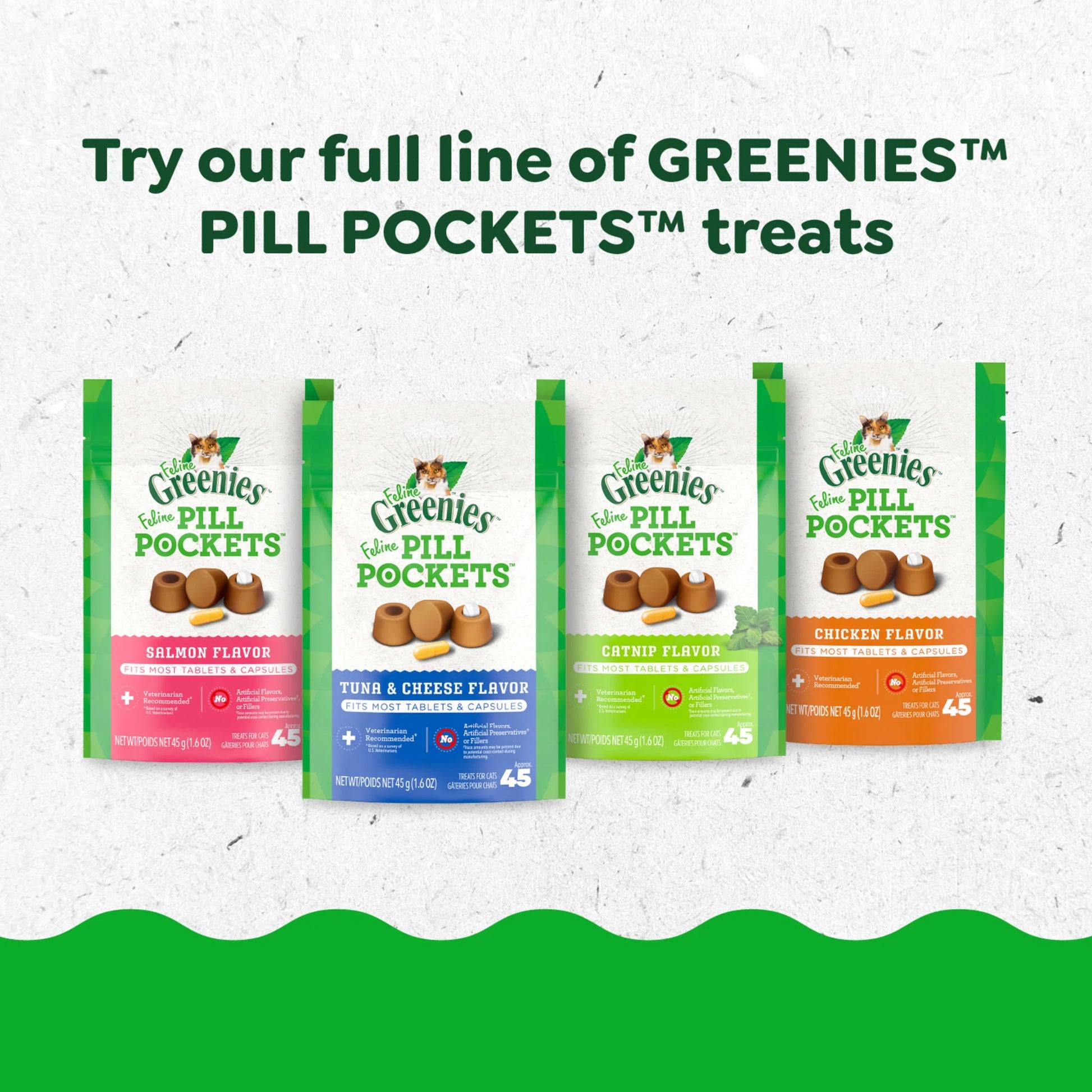 Feline Salmon Flavor Pill Pockets for Cats Soft Cat Treats, 3 Oz Pouch (85 Count)