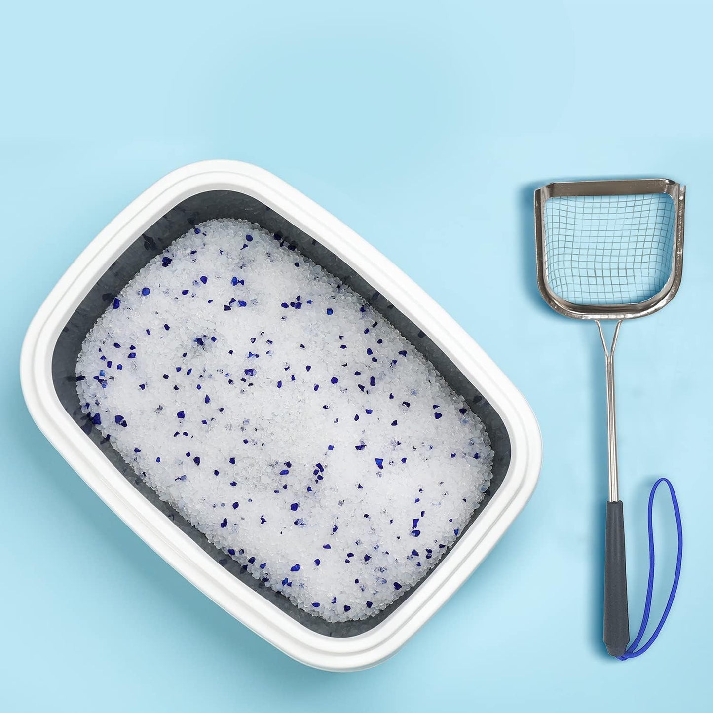 Metal Cat Litter Scoop – Long Handle Cat Poop Scooper for Litter Box (15”), Heavy-Duty Stainless Steel Kitty Litter Scoop (Scoop)