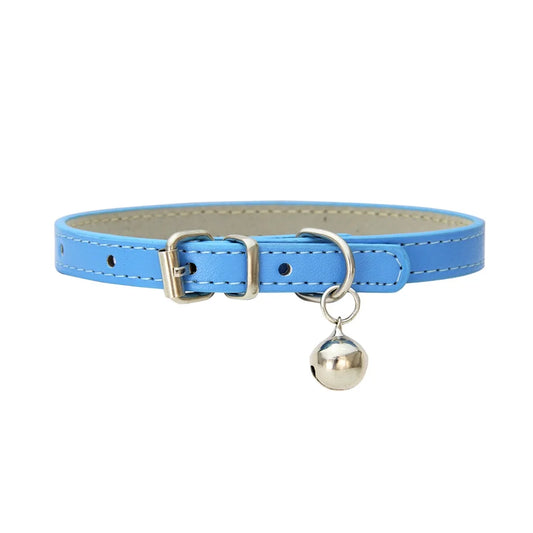 Cat Collar with Bell, Soft Pu Leather Small Dog Collars Adjustable Buckle for Extra Small Medium Tiny Female Male Boys Girls Pets Puppy Kitten Teacup Yorkie
