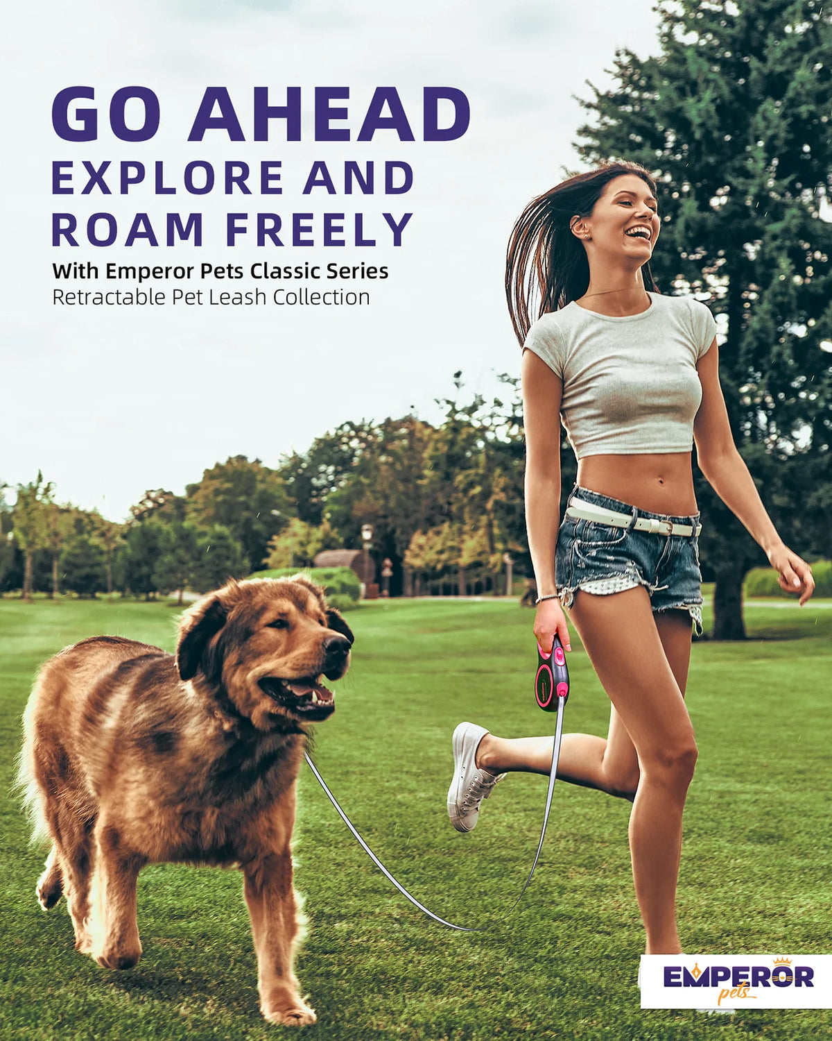 16 Ft Retractable Dog Leash Large Dogs - up to 110Lbs, Large Dog Leash Heavy Duty Dog Leash Retractable 16 Ft - Pink - PK16-50