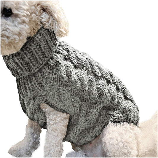 Small Dog Sweater Warm Pet Sweaterclassic Cable Knit Dog Sweaters for Small Dogs Girls Boys,Cat Dog Sweater Clothes Coat Apparel for Small Dog Puppy Kitten Cat (Medium,Gray)