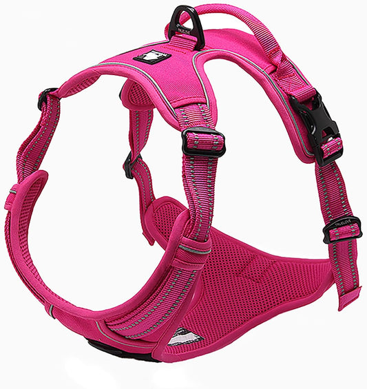 Adjustable No-Pull Dog Harness Reflective Pup Vest Harnesses Comfortable Control Brilliant Colors Tlh5651(Fushcia,Xs)