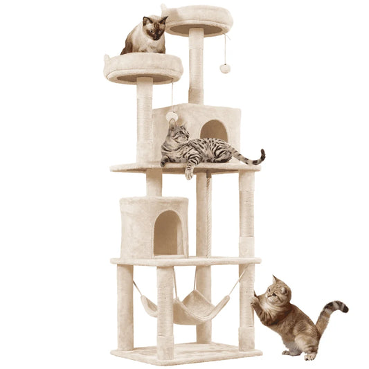 70.5" H Multi Level Cat Tree with 2 Condos & 2 Foam-Padded Perches, Beige