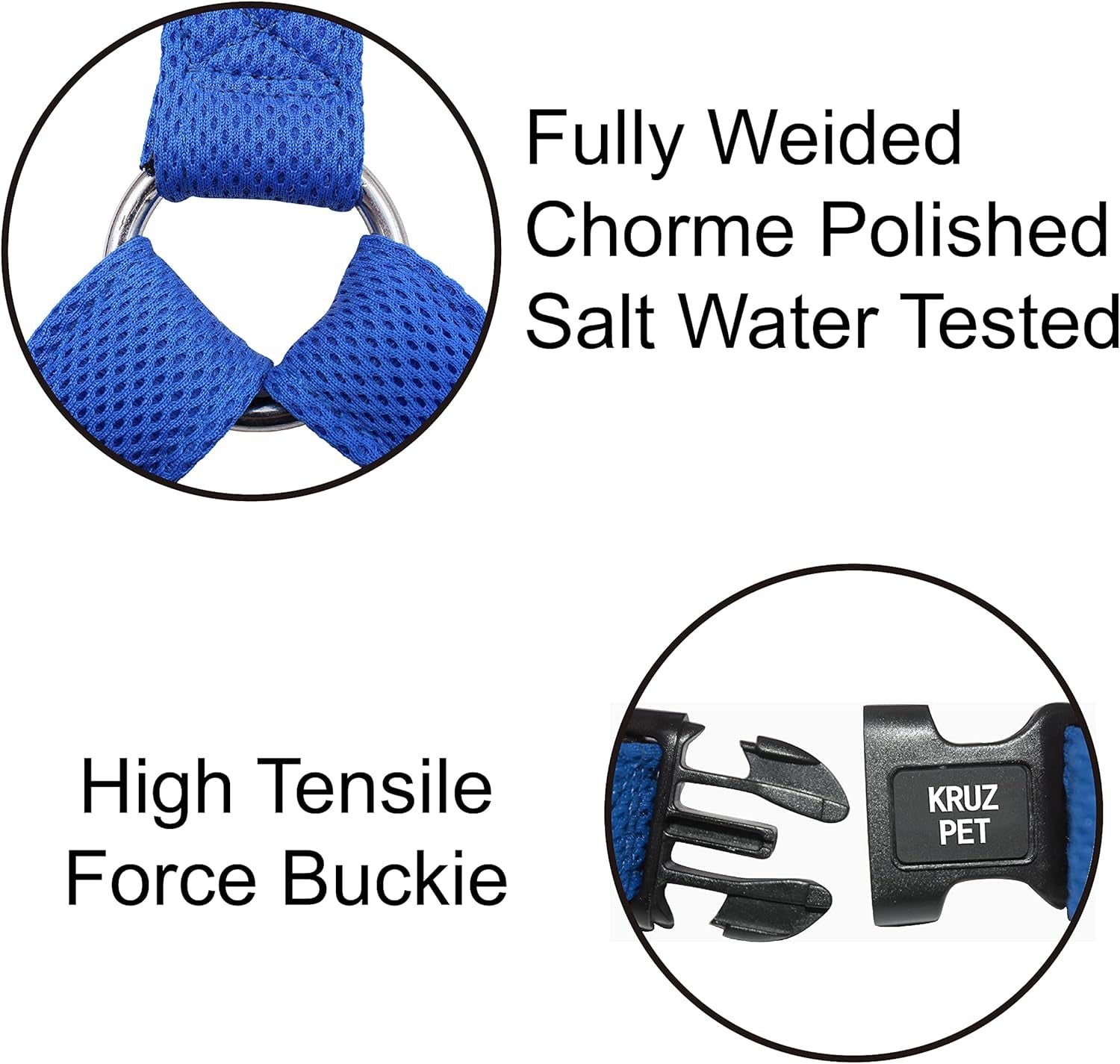 Kruz No Pull Dog Harness (Chest 30”-44”, Weight 66-176 Lbs) Heavy-Duty Pet Harness for Large Breeds, Ultra-Comfort Fit, Lifetime Durability, Adjustable Dog Harness No Pull Design (Black, X-Large)