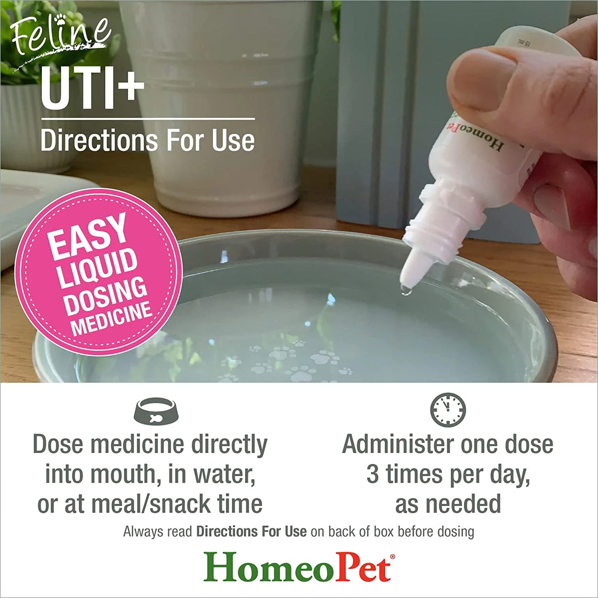 Feline UTI plus Urinary Tract Health Supplement Solution for Cats, 15-Milliliter Bottle