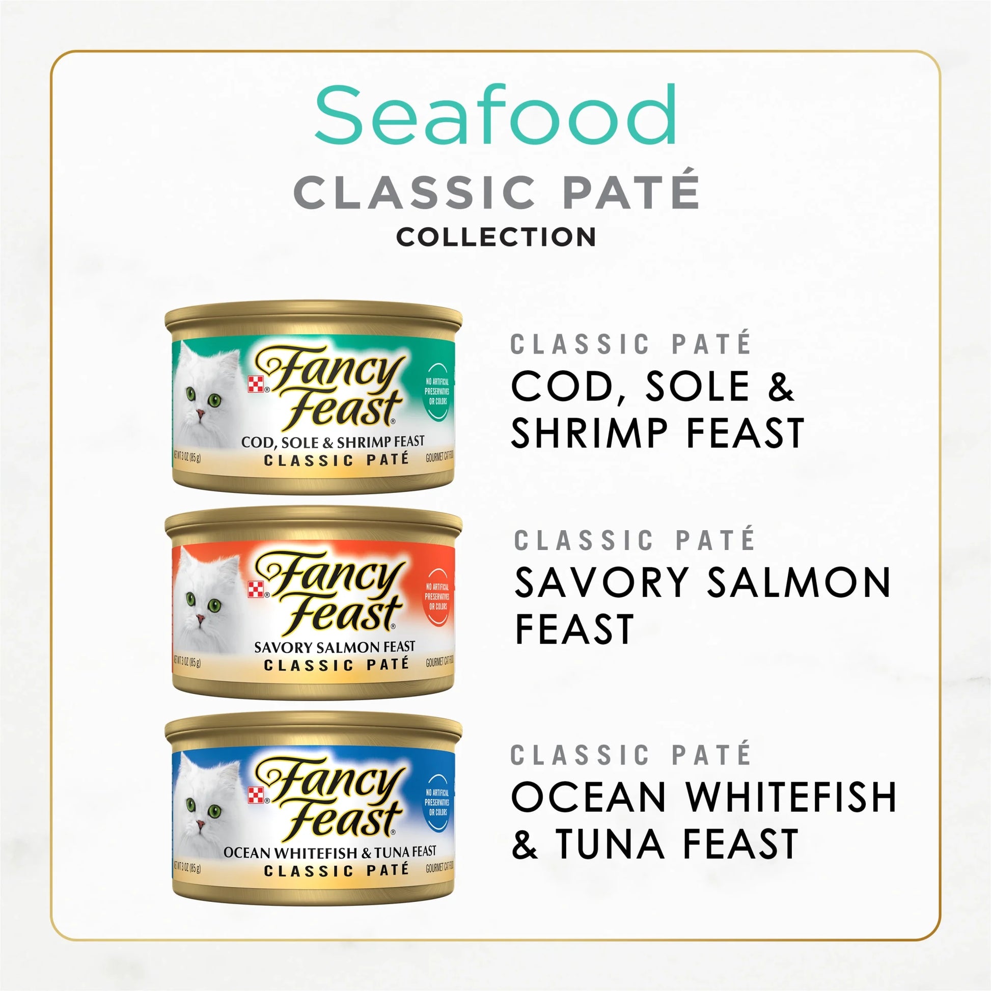 (2 Pack)   Seafood Classic Pate Collection Grain Free Wet Cat Food Pate Variety Pack, 3 Oz Cans (12 Pack)