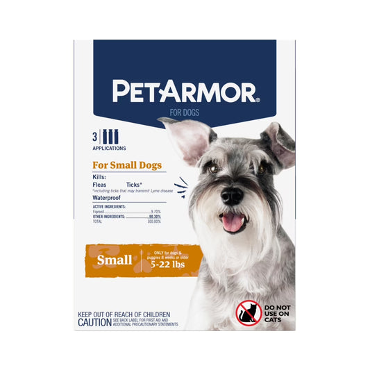 Flea & Tick Treatment for Small Dogs, 5 to 22 Lbs, 3 Monthly Applications