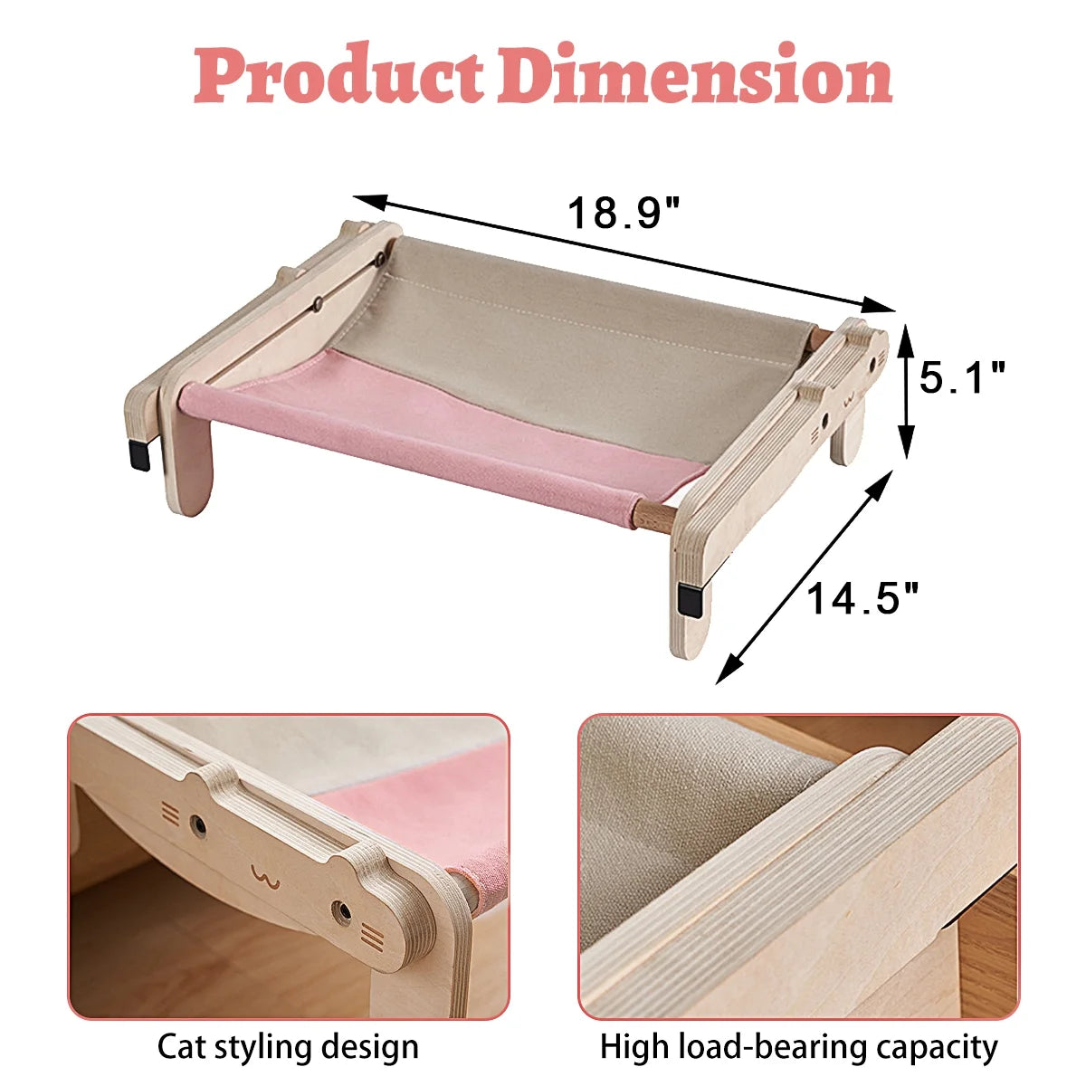Cat Window Perch for Indoor, Cat Window Hammock Window Perch, Safety Cat Shelves Space Saving Window Mounted Cat Seat (Pink)