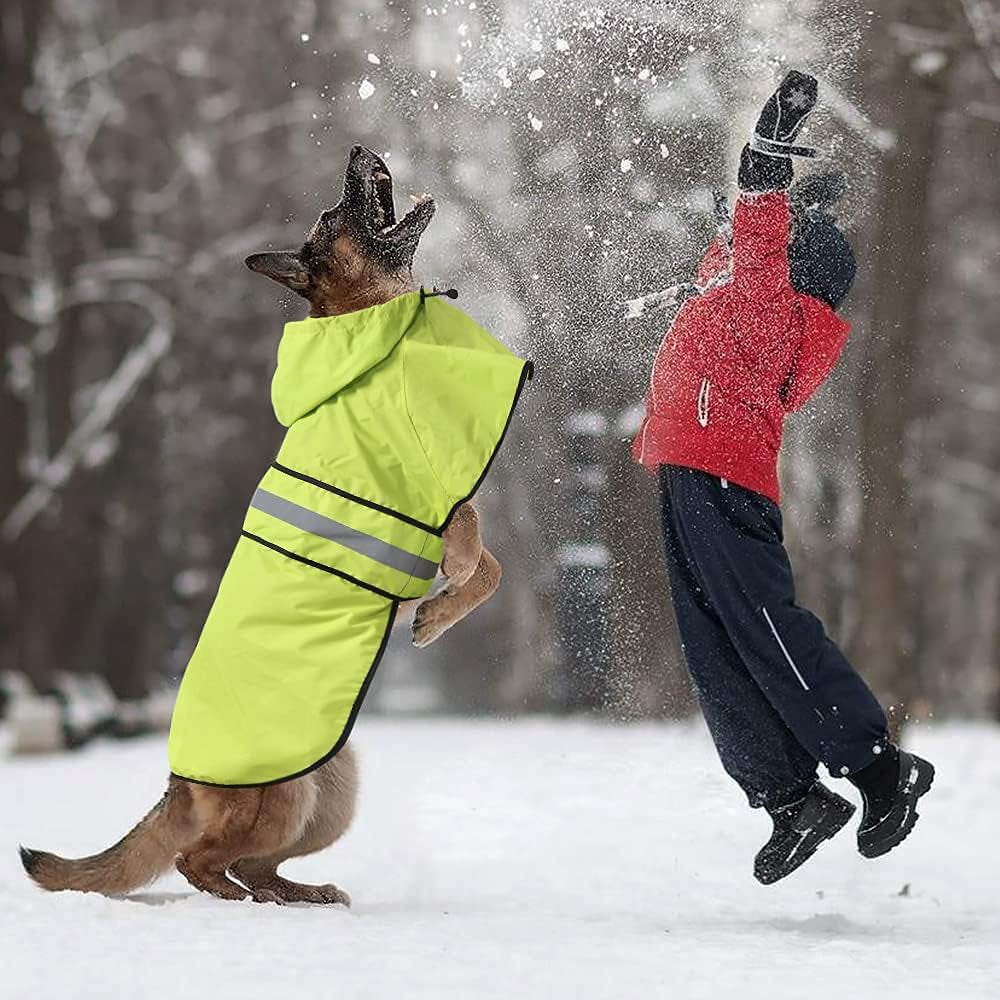 Dog Raincoat - Reflective Pet Rain Jacket for Dogs, Adjustable Dog Hooded Raincoats, Rain Coat Slicker Poncho for Small to X- Large Dogs and Puppies (Neon Green, X-Large)