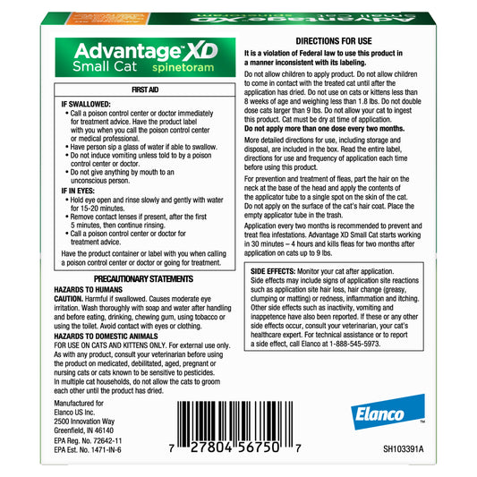 Small Cat 2-Month Flea Prevention, 1.8-9 Lbs, 4 Doses (8-Months)