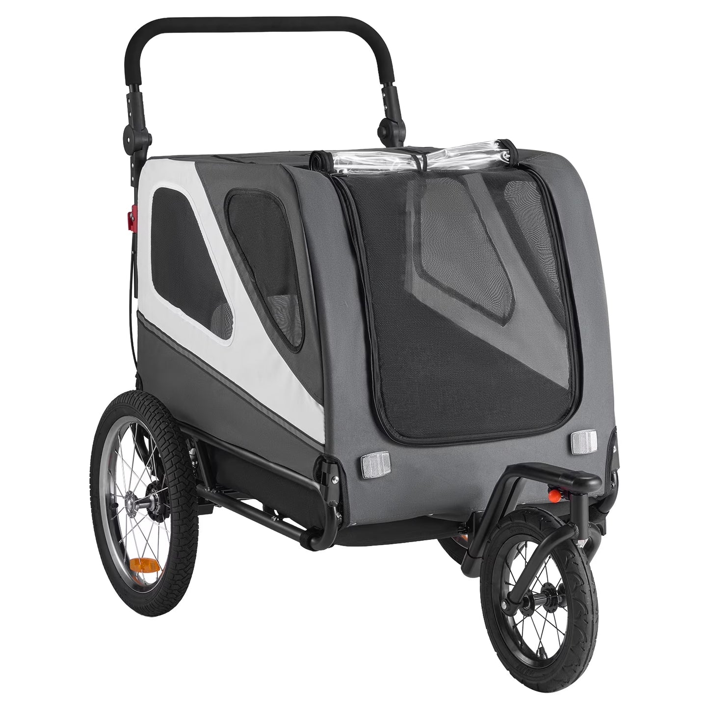 Dog Bike Trailer, Holds up to 100 Lbs, 2-In-1 Pet Stroller and Bicycle Carrier for Small and Large Dogs, Foldable Frame with Quick-Release Wheels, Universal Bike Hitch, Built-In Safety Leash