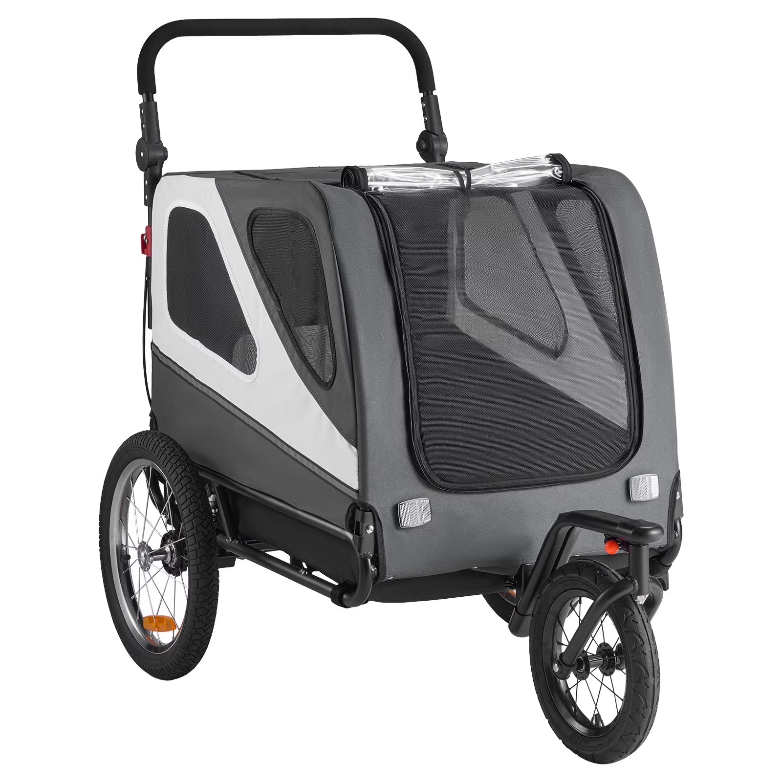 Dog Bike Trailer, Holds up to 100 Lbs, 2-In-1 Pet Stroller and Bicycle Carrier for Small and Large Dogs, Foldable Frame with Quick-Release Wheels, Universal Bike Hitch, Built-In Safety Leash