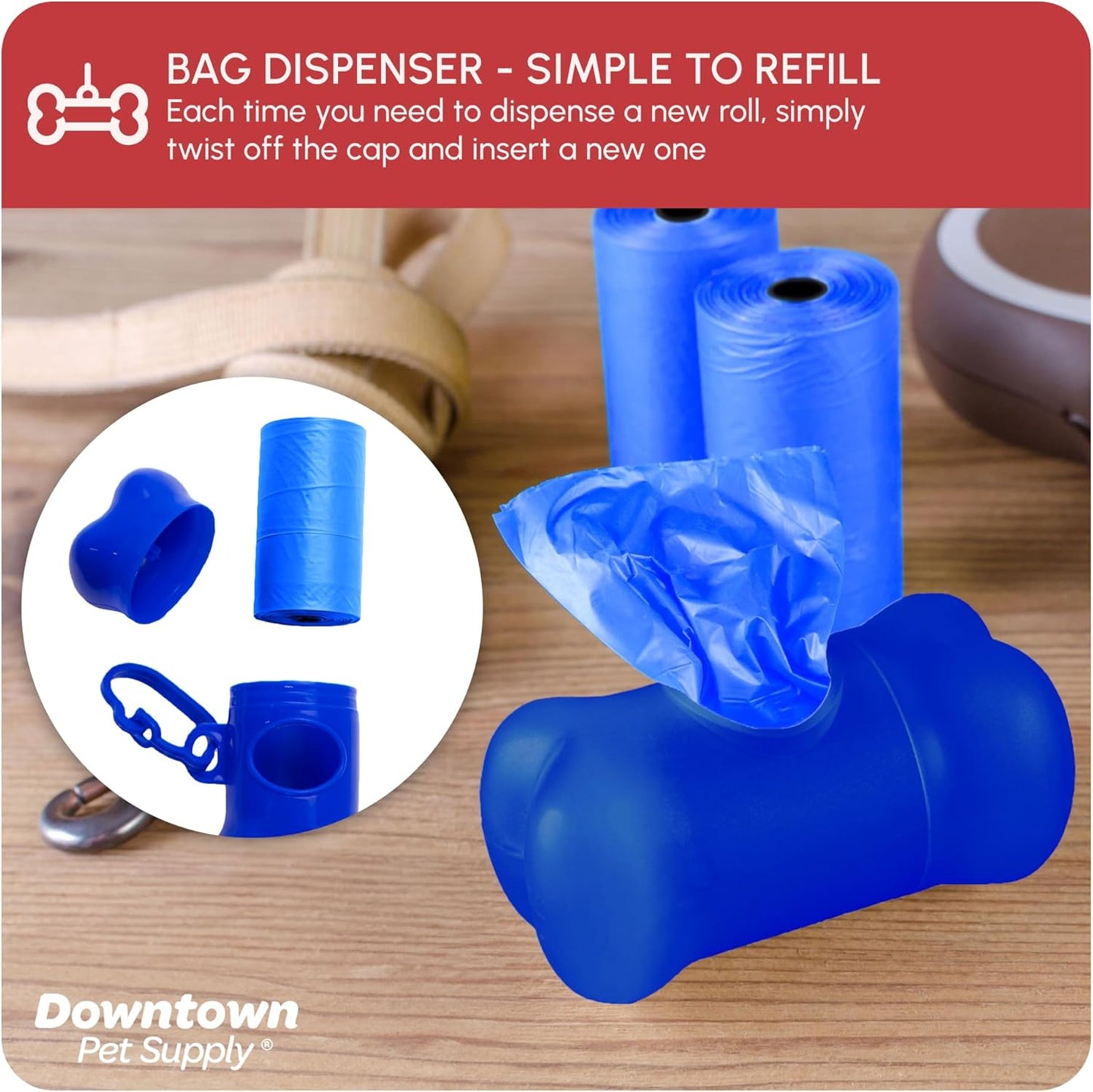 Dog Waste Bags (1000 CT - Rainbow Bags & 2 Dispensers) Clips to Dog Leashes & Harnesses - Poop Scoop Bags Are Leak-Proof & Unscented
