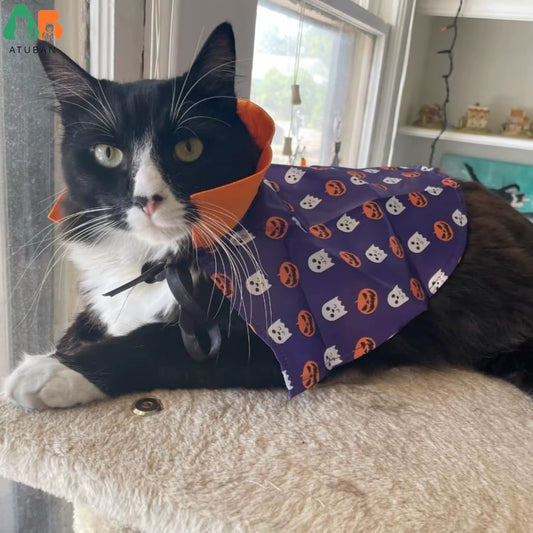 Cat Halloween Costumes,Wizard Cloak Vampire Cat Apparel,Small Dog Witch Clothes Cosplay Outfit for Halloween Themed Party