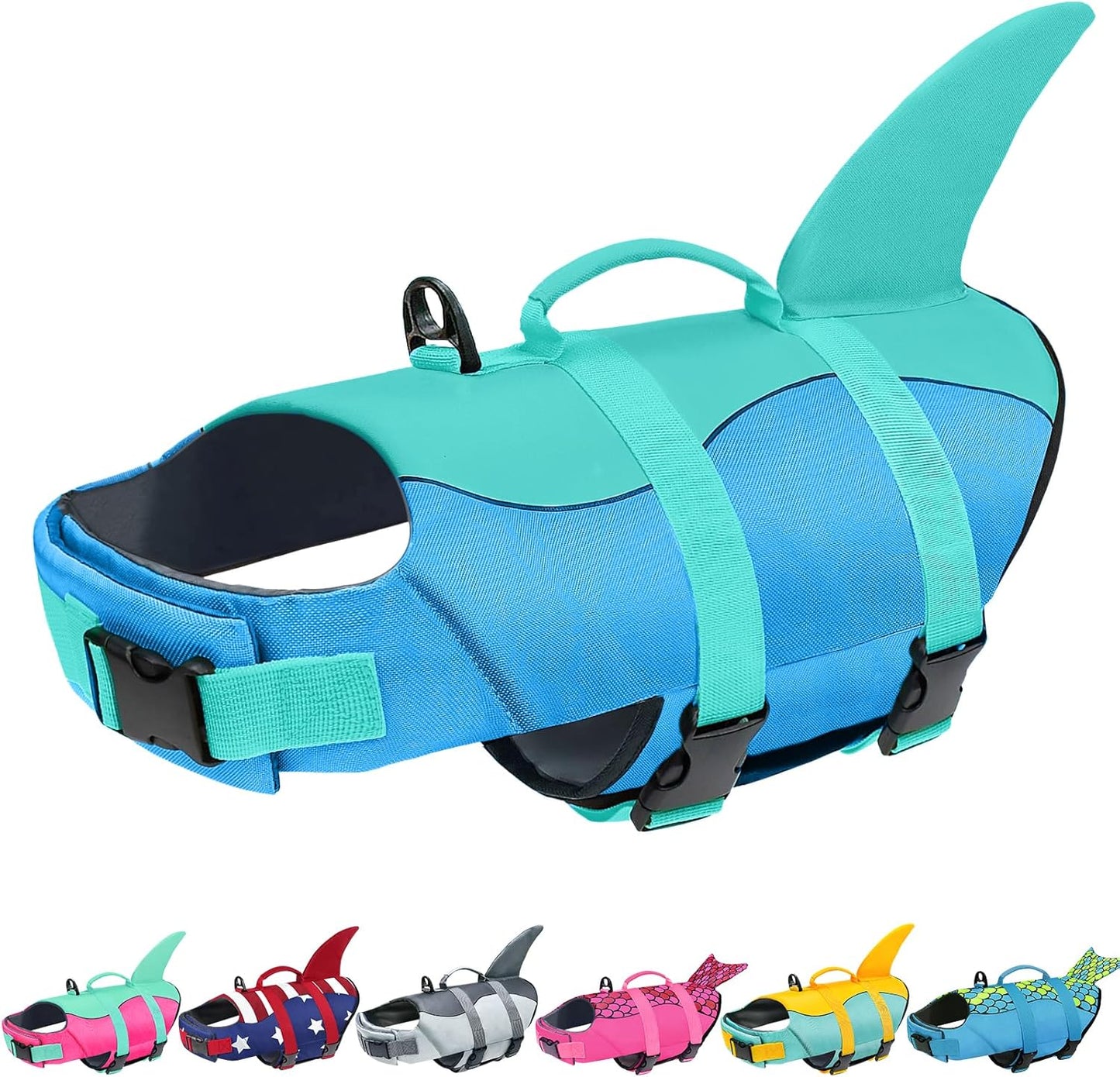 Dog Life Jacket, Ripstop Dog Life Vest with High Buoyancy for Swimming Boating, High Visibilityshark Puppy Lifesaver for Small Medium Large Dogs (Medium)