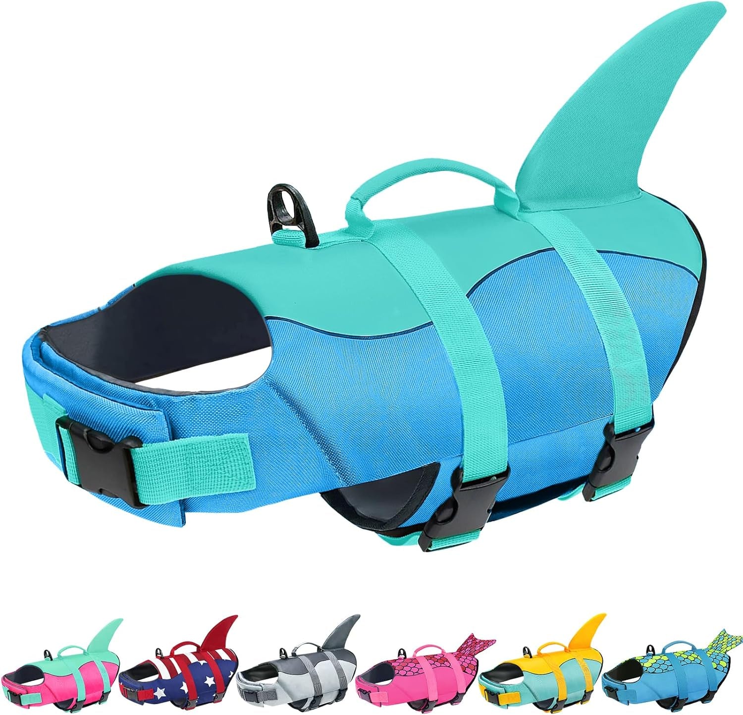 Dog Life Jacket, Ripstop Dog Life Vest with High Buoyancy for Swimming Boating, High Visibilityshark Puppy Lifesaver for Small Medium Large Dogs (Medium)