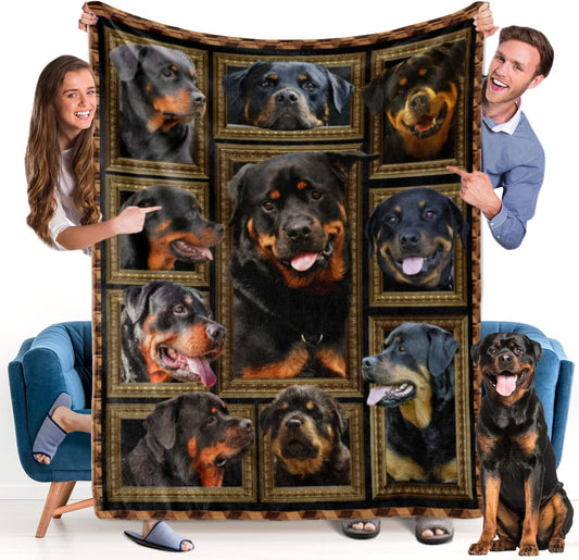 Rottweiler ​Blanket - Fleece Throw Blanket for Couch Super Soft Cozy Bed Blanket Lightweight Plush Fuzzy Lap Blankets and Throws for Sofa, 50 X 60 Inch, Gift for Dog Lover