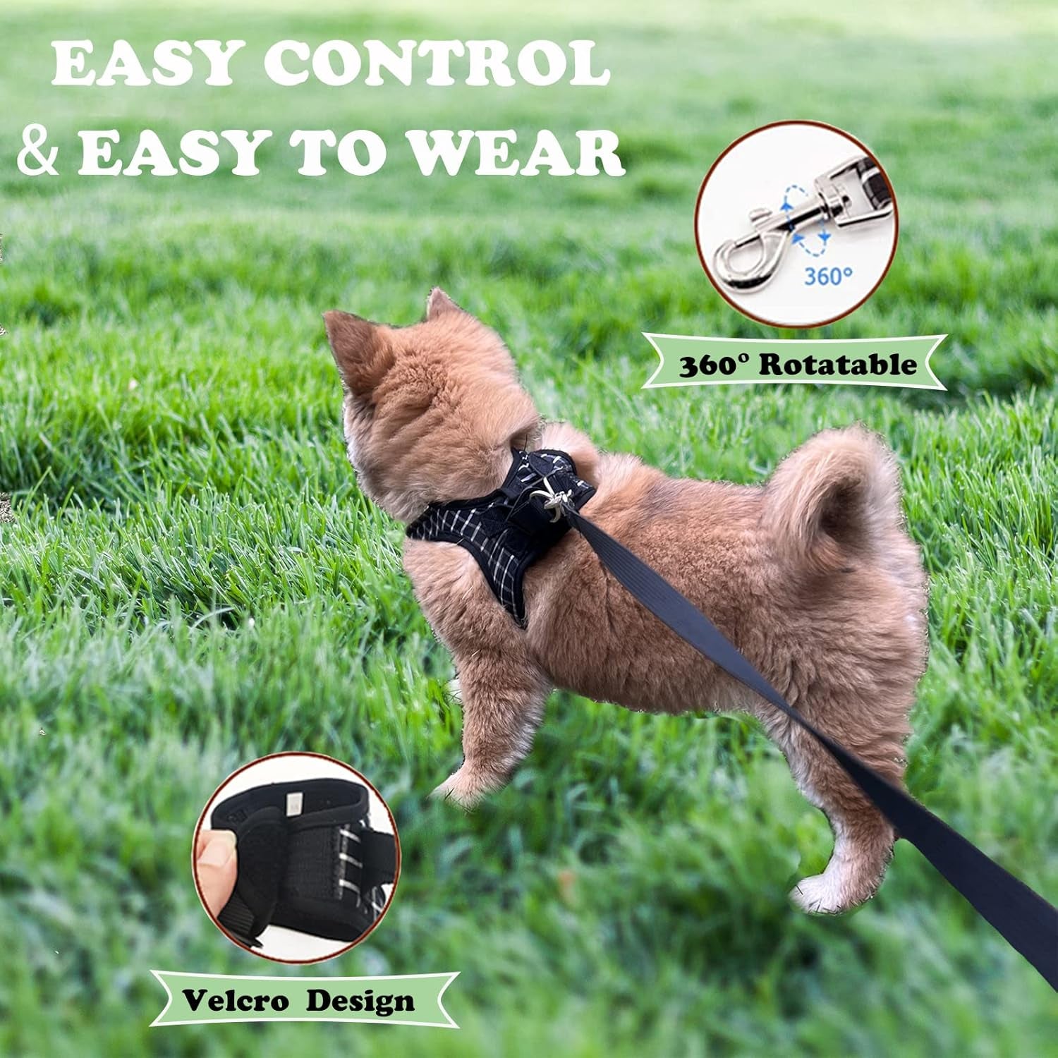 Cat Harness and Leash,Breathable Dog Harness,Pet Harness,Cats Leash and Harness Set for Puppy Cat Rabbit (Black, XS)