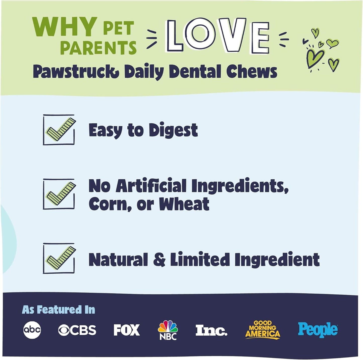 Natural Dental Chews for Medium Large Dogs & Puppies - Vet Recommended Brush Stick Treats Made in USA Breath Freshener to Improve Oral Hygiene & Clean Teeth - 30 Count - Packaging May Vary